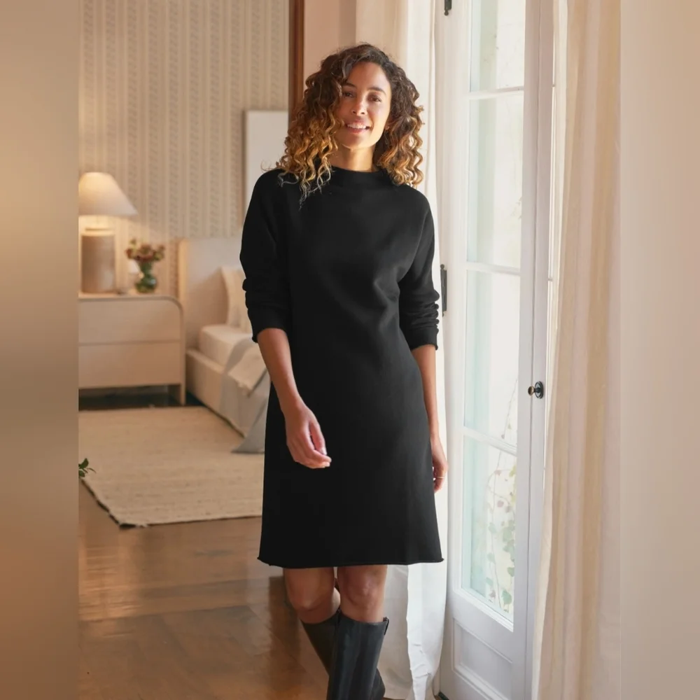 Frank & Eileen Izzie Sweatshirt Party Dress Funnel Neck Black Size Medium $278